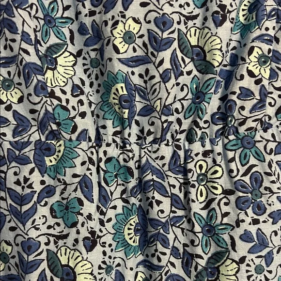 J. JILL Small Petite Sleeveless Blue Paisley Maxi Dress Floral Lined V-Neck - Picture 12 of 13